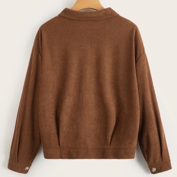 3/$30 NWT Shirt jacket brown ribbed medium - Picture 2 of 6